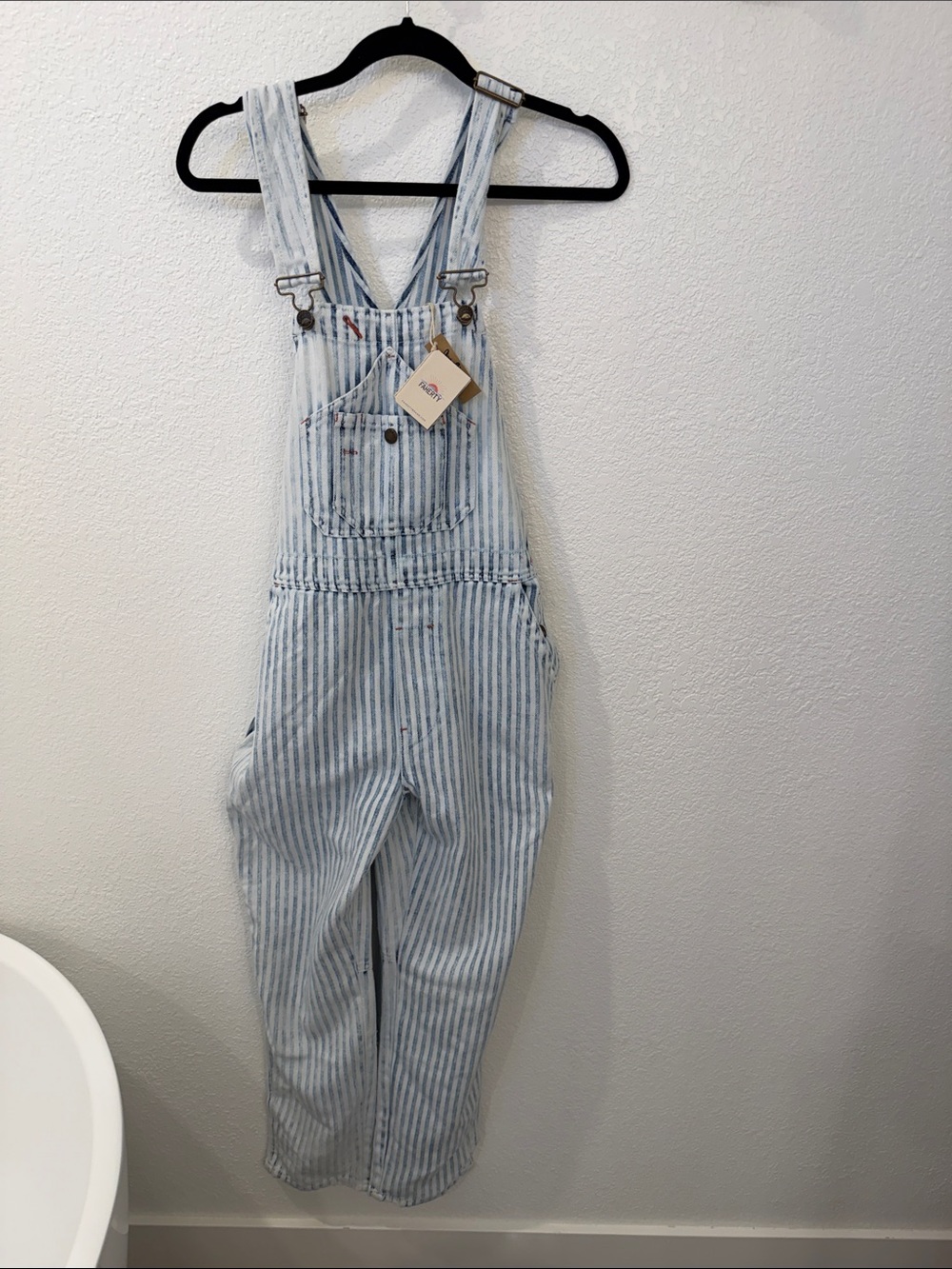 Faherty topsail Blue and White Striped Women's Denim Overalls